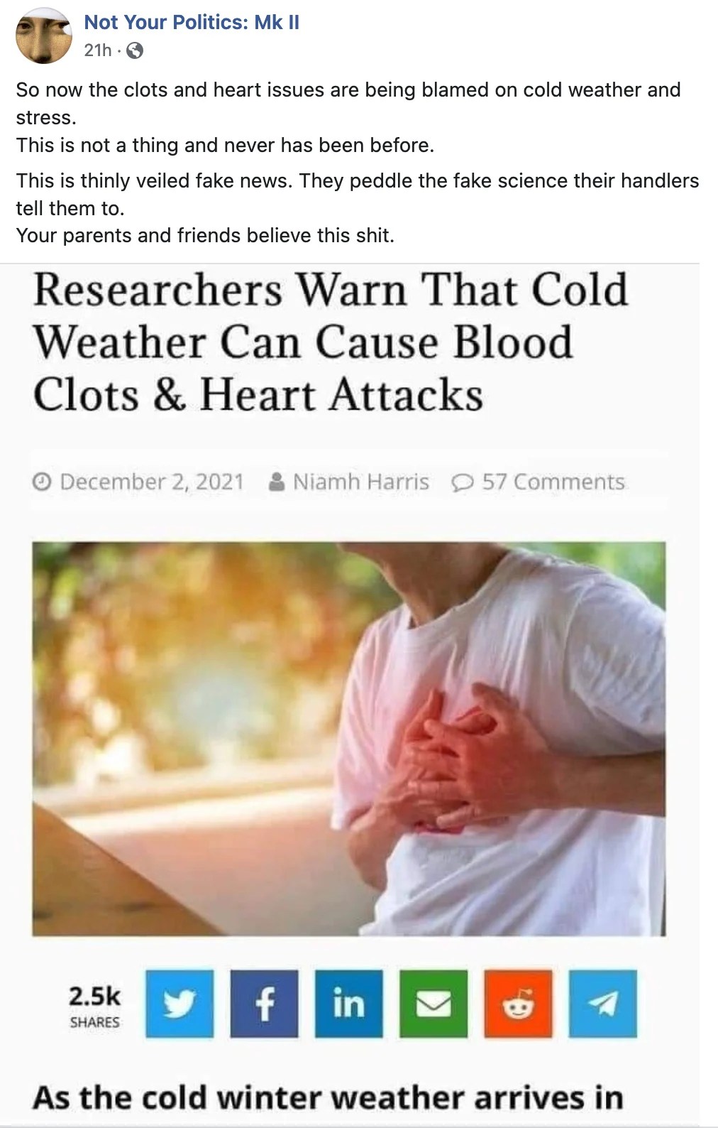 Fact Check Blood Clots And Heart Issues ARE Caused By Cold Weather And